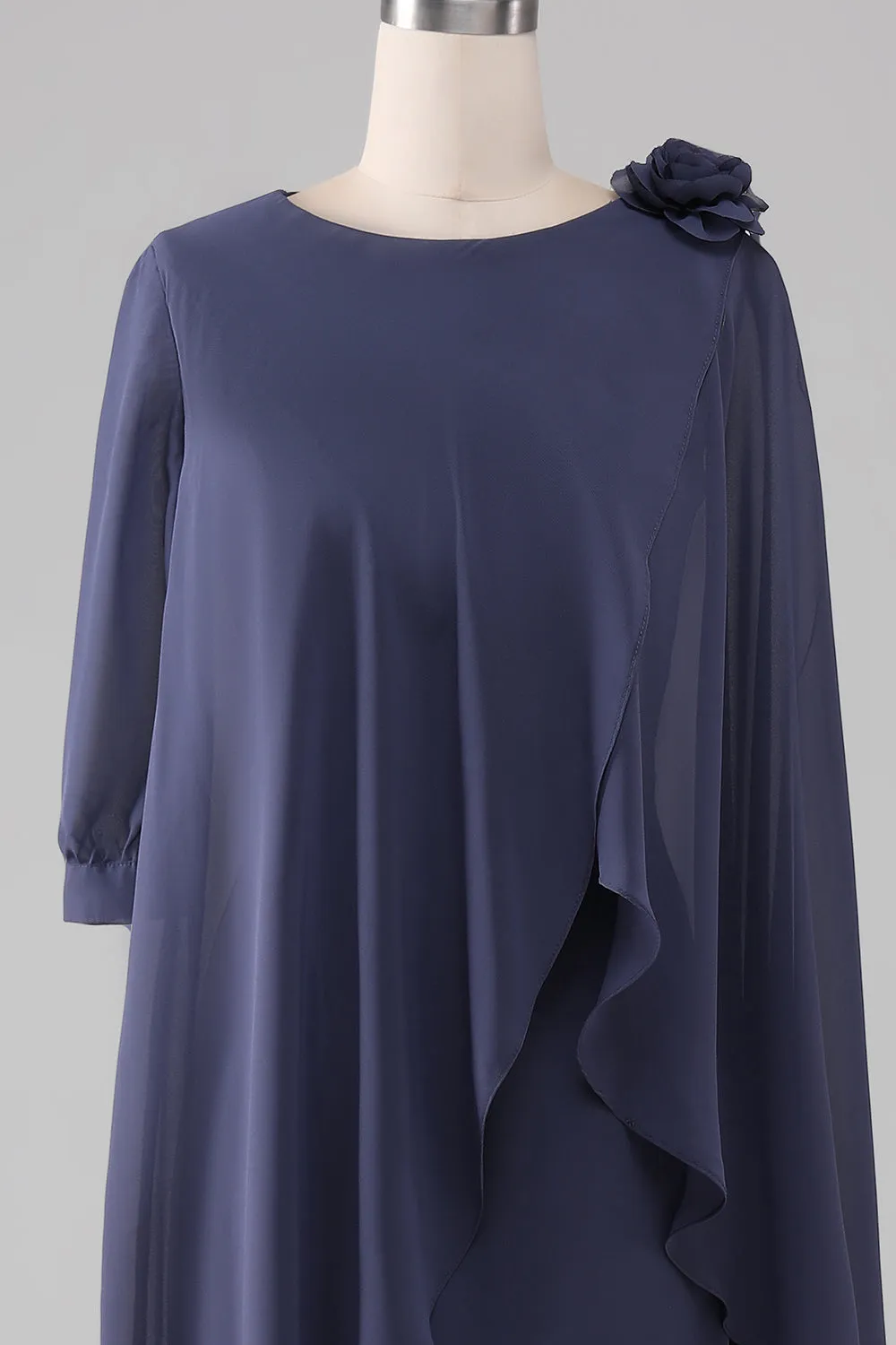 Sheath/Column Scoop Beaded Knee-Length Chiffon Mother of the Bride Dress sold by Zapaka product image thumbnail 4