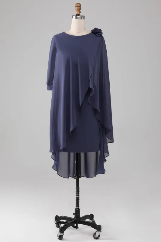 Sheath/Column Scoop Beaded Knee-Length Chiffon Mother of the Bride Dress sold by Zapaka