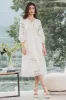 Tea-Length Lace Elegant White Graduation Dress with Long Sleeves sold by Zapaka