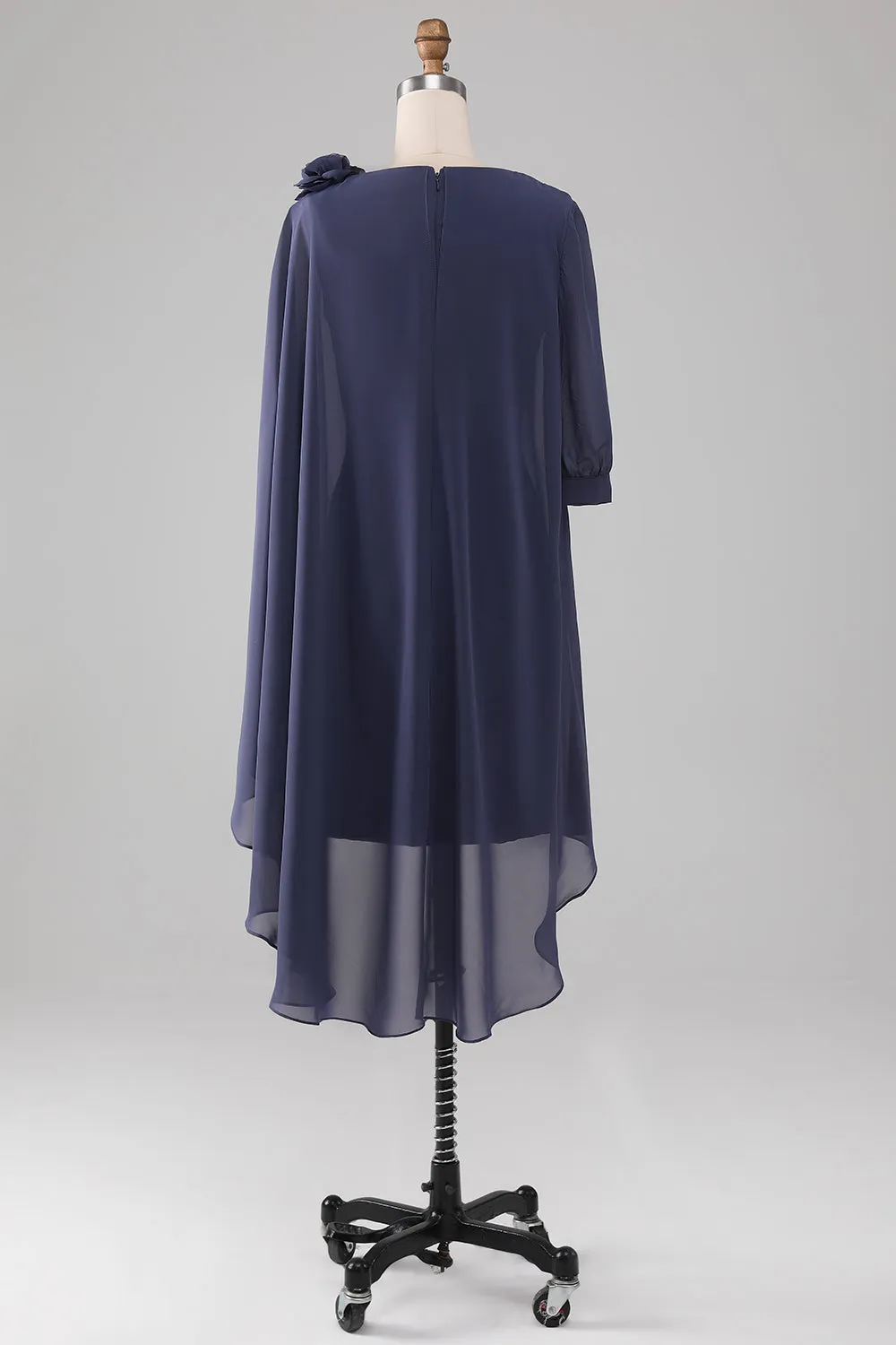 Sheath/Column Scoop Beaded Knee-Length Chiffon Mother of the Bride Dress sold by Zapaka product image thumbnail 2