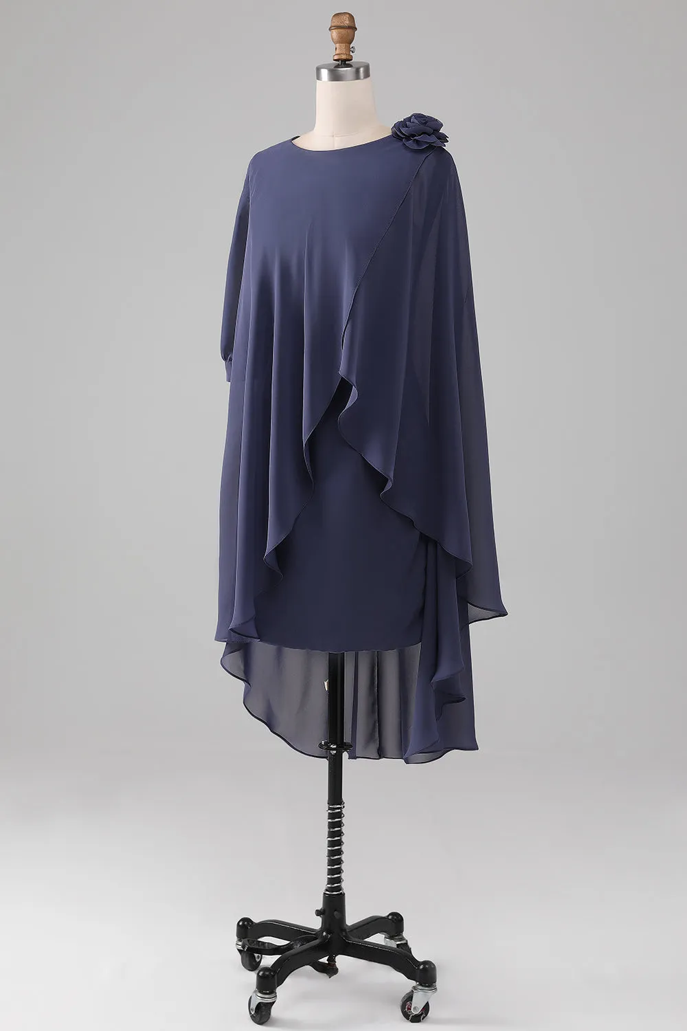 Sheath/Column Scoop Beaded Knee-Length Chiffon Mother of the Bride Dress sold by Zapaka product image thumbnail 3