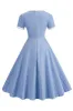 Blue Striped Vintage Dress with Short Sleeves sold by Zapaka