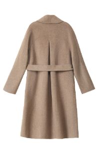 Khaki Shawl Lapel Long Women Coat with Belt sold by Zapaka