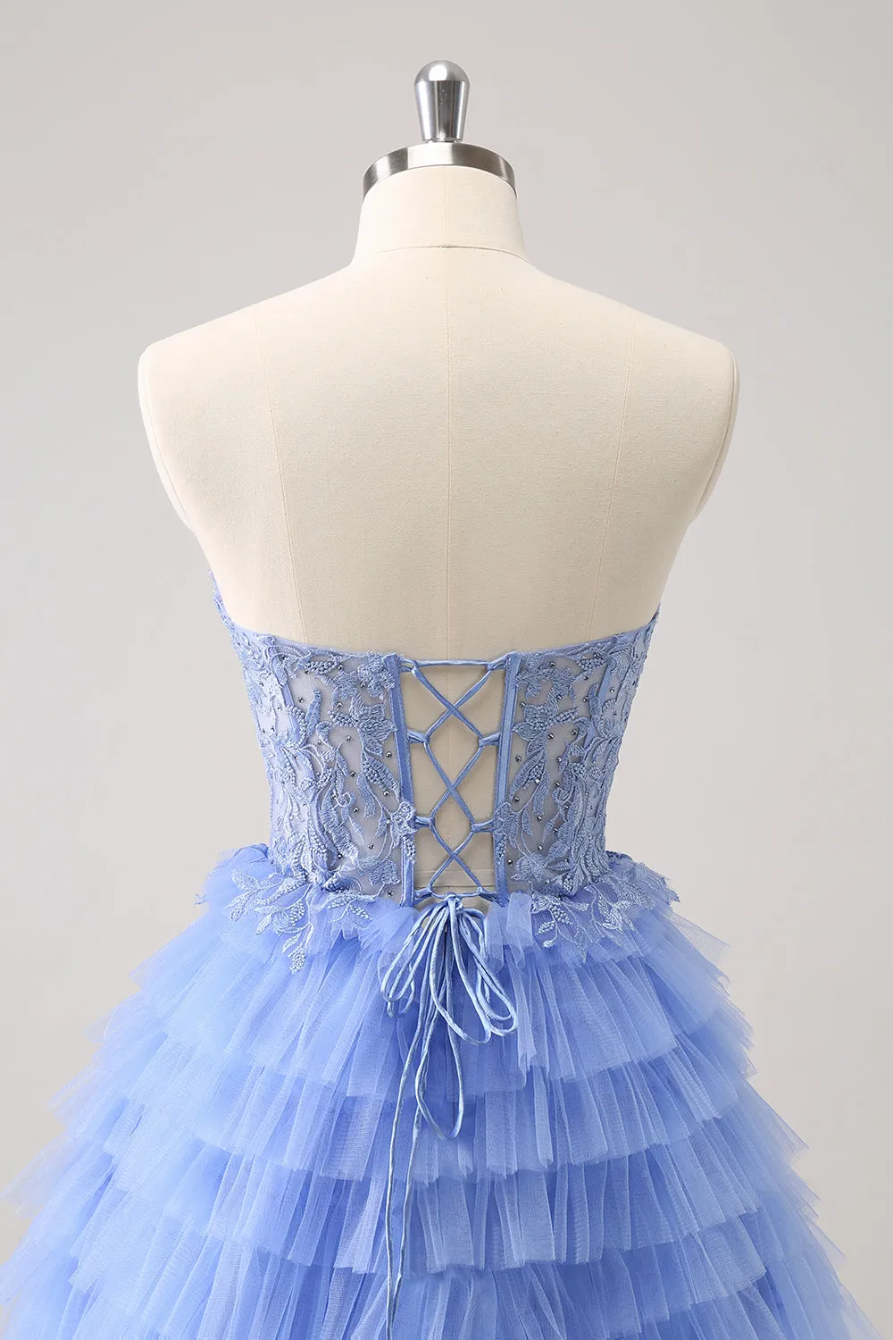 Sweetheart Lilac A-Line Corset Tulle Homecoming Dress with Lace sold by Zapaka product image thumbnail 5