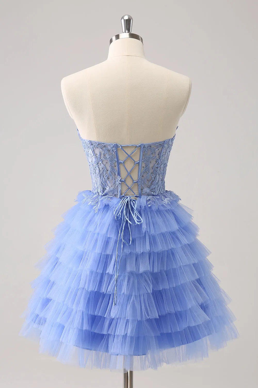 Sweetheart Lilac A-Line Corset Tulle Homecoming Dress with Lace sold by Zapaka product image thumbnail 2