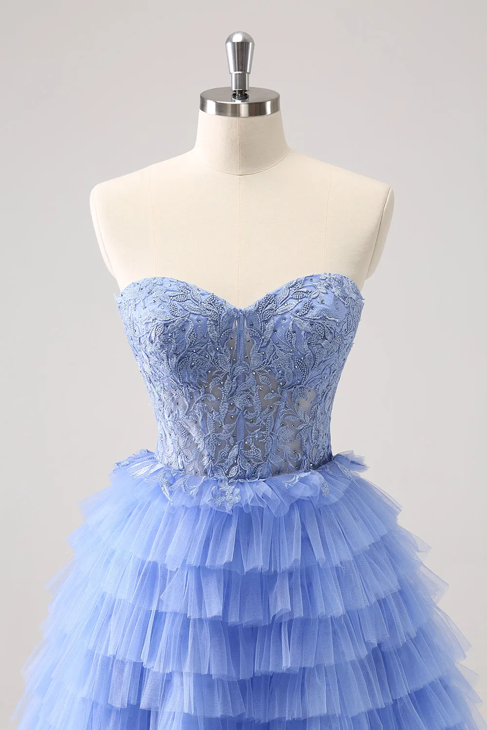 Sweetheart Lilac A-Line Corset Tulle Homecoming Dress with Lace sold by Zapaka product image thumbnail 4