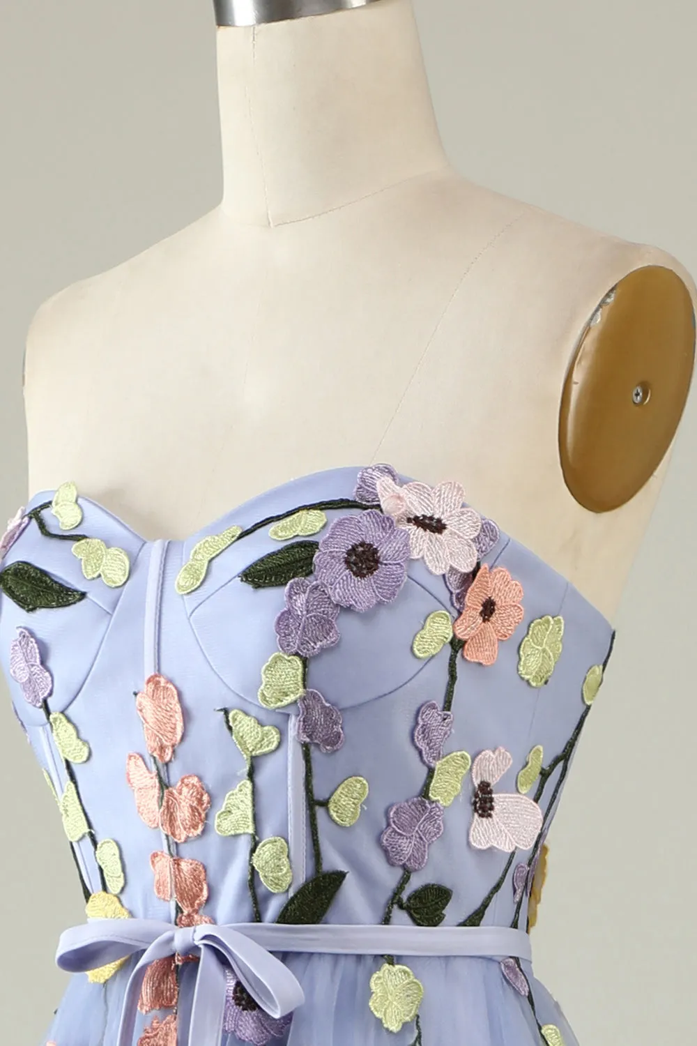 A Line Sweetheart Lavender Long Prom Dress with Appliques sold by Zapaka product image thumbnail 5