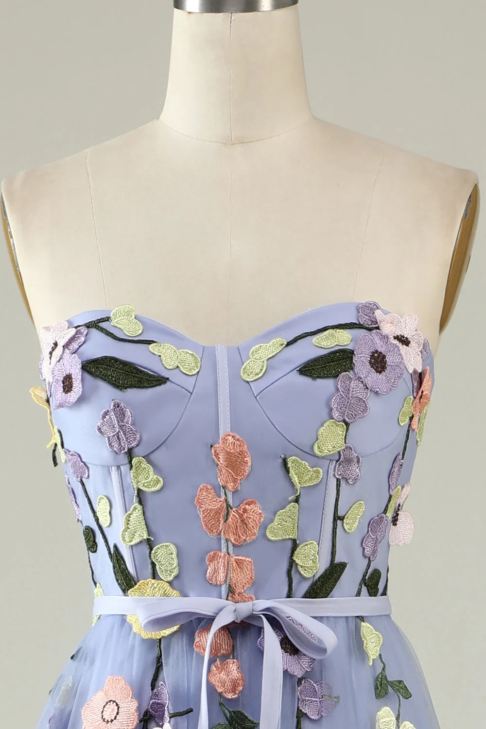 A Line Sweetheart Lavender Long Prom Dress with Appliques sold by Zapaka product image thumbnail 4