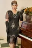 Black Golden Sequins Gatsby Fringed Plus Size 1920s Dress sold by Zapaka