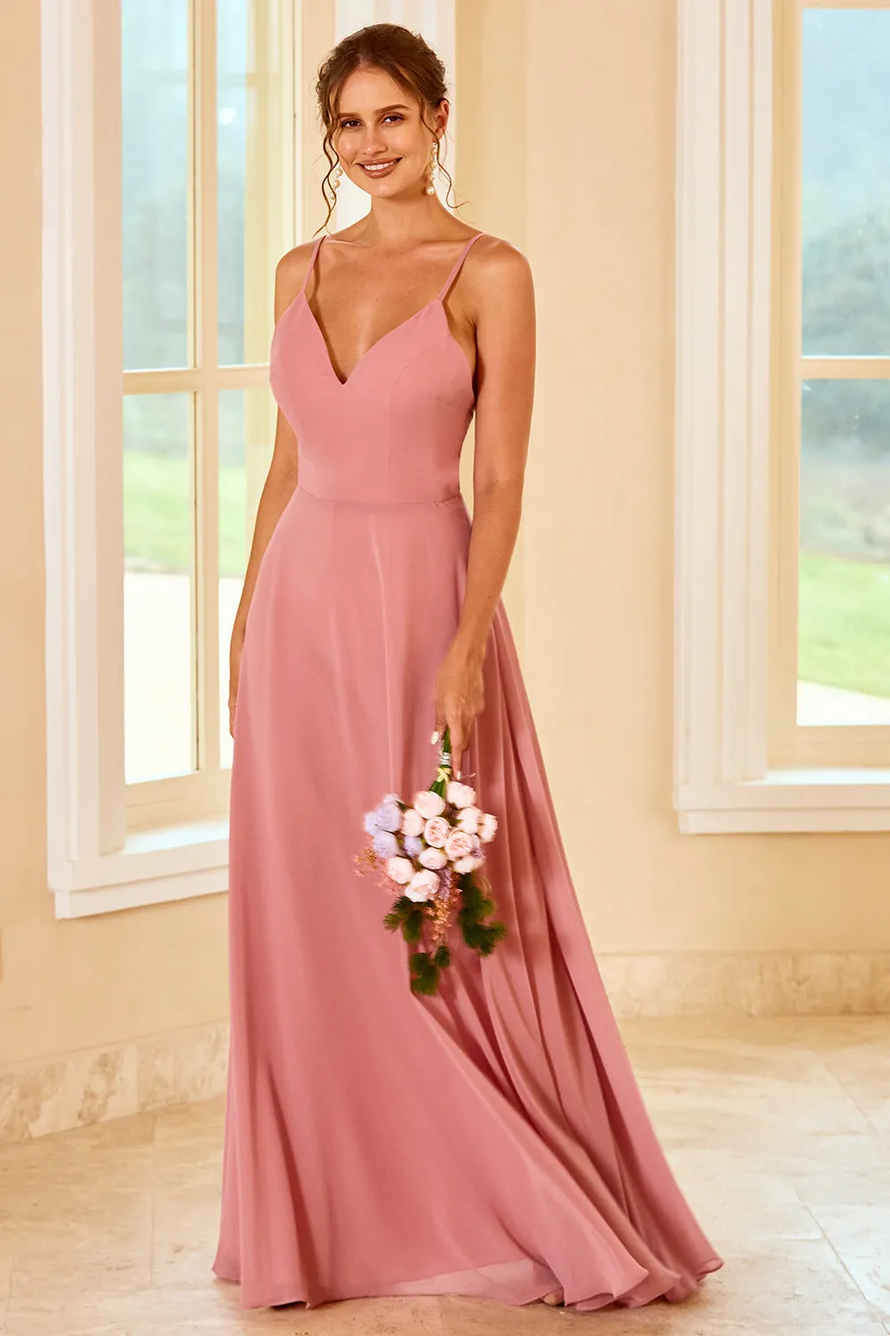 Blush Long Boho Bridesmaid Dress sold by Zapaka product image thumbnail 4