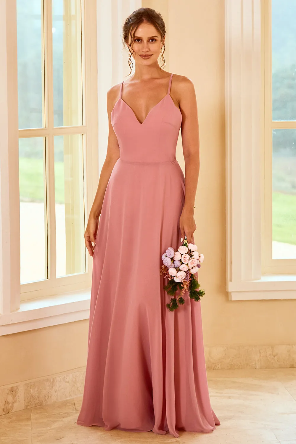 Blush Long Boho Bridesmaid Dress sold by Zapaka
