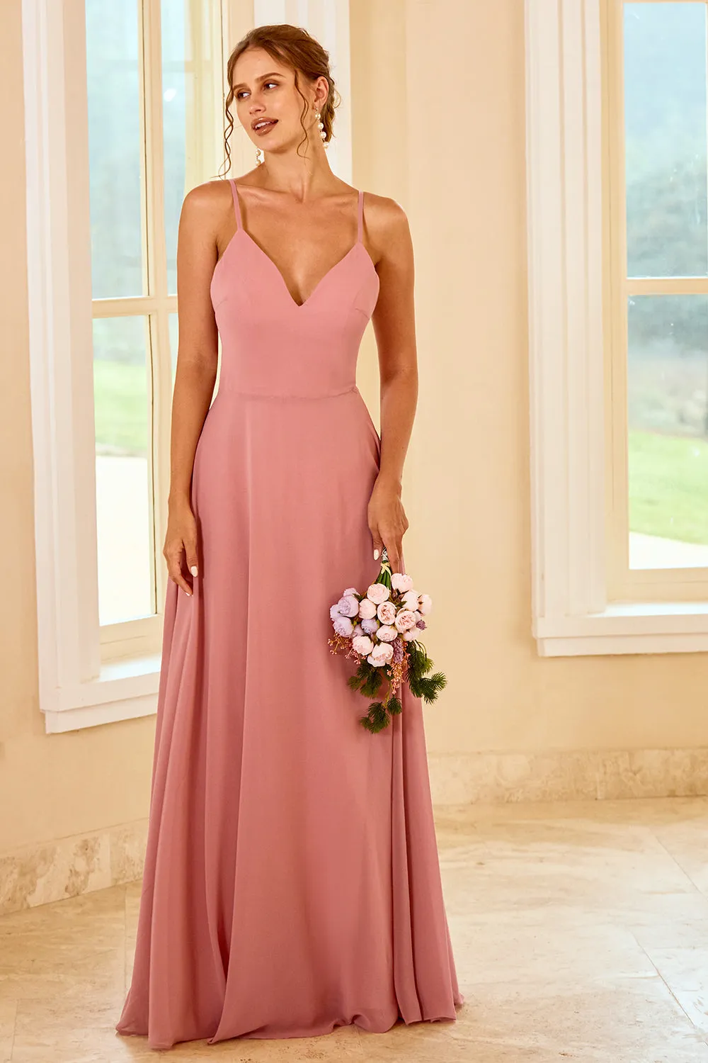 Blush Long Boho Bridesmaid Dress sold by Zapaka product image thumbnail 3