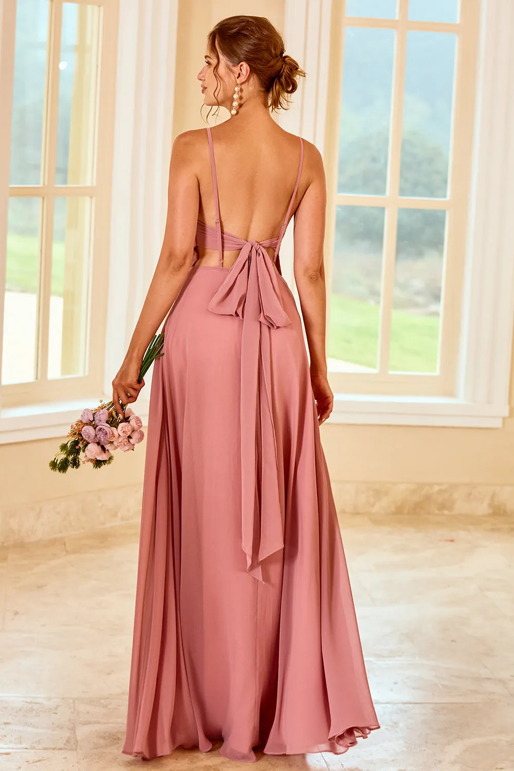 Blush Long Boho Bridesmaid Dress sold by Zapaka product image thumbnail 2