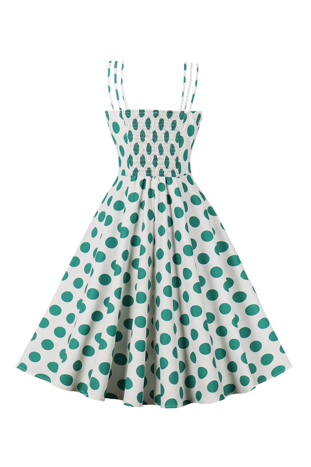 Spaghetti Straps Green Polka Dots 1950s Dress sold by Zapaka product image thumbnail 2