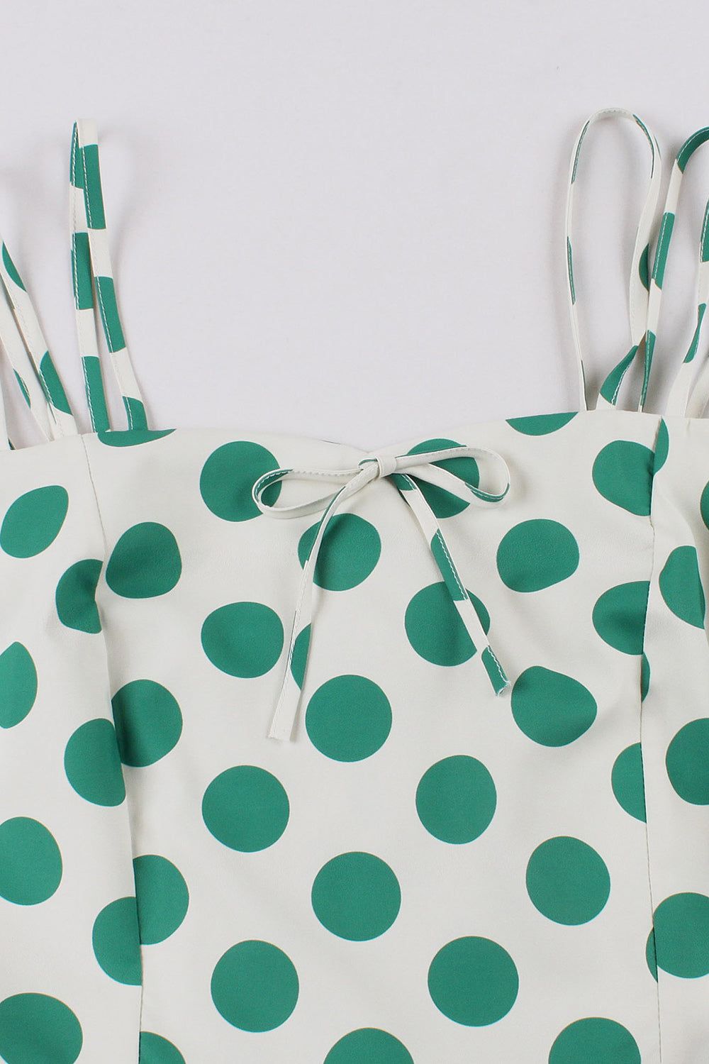 Spaghetti Straps Green Polka Dots 1950s Dress sold by Zapaka product image thumbnail 3