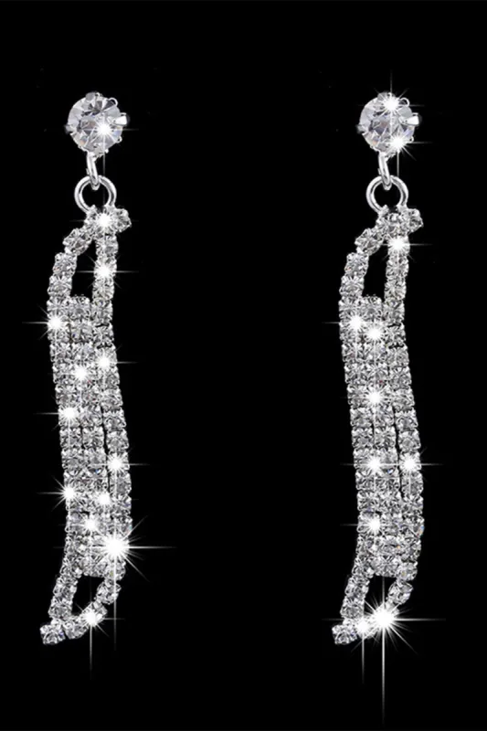 Silver Crystal Necklace Earrings Jewelry Set sold by Zapaka