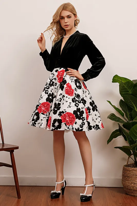 Patchwork Long Sleeves Printed Dress sold by Zapaka