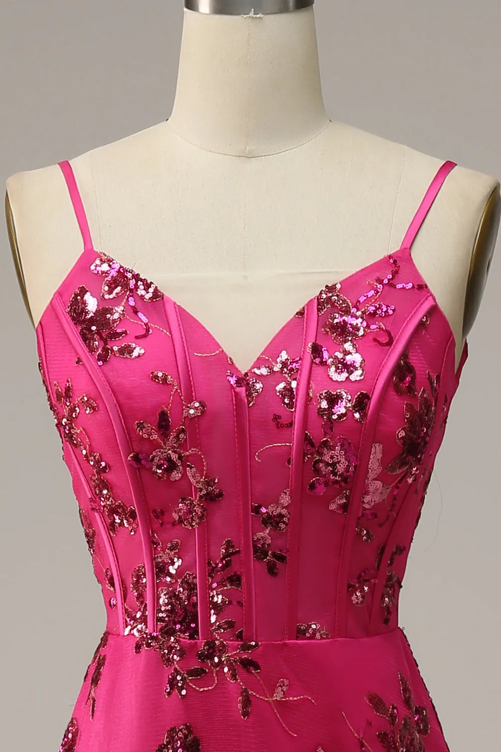 Hot Pink Sequins Print Mermaid Prom Dress sold by Zapaka product image thumbnail 5