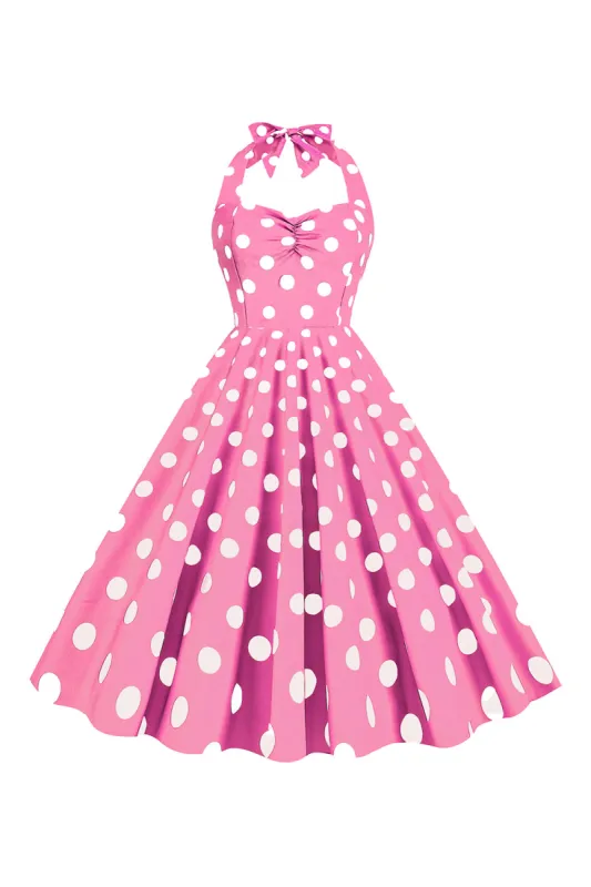 Pink Polka Dots Pin Up Vintage 1950s Dress sold by Zapaka