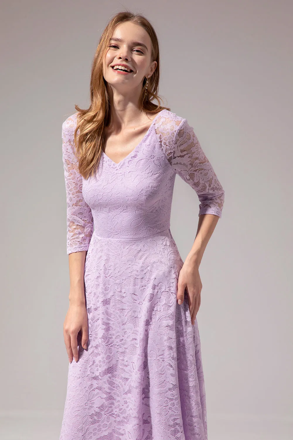 Midi Lace Dress with Long Sleeves sold by Zapaka product image thumbnail 4