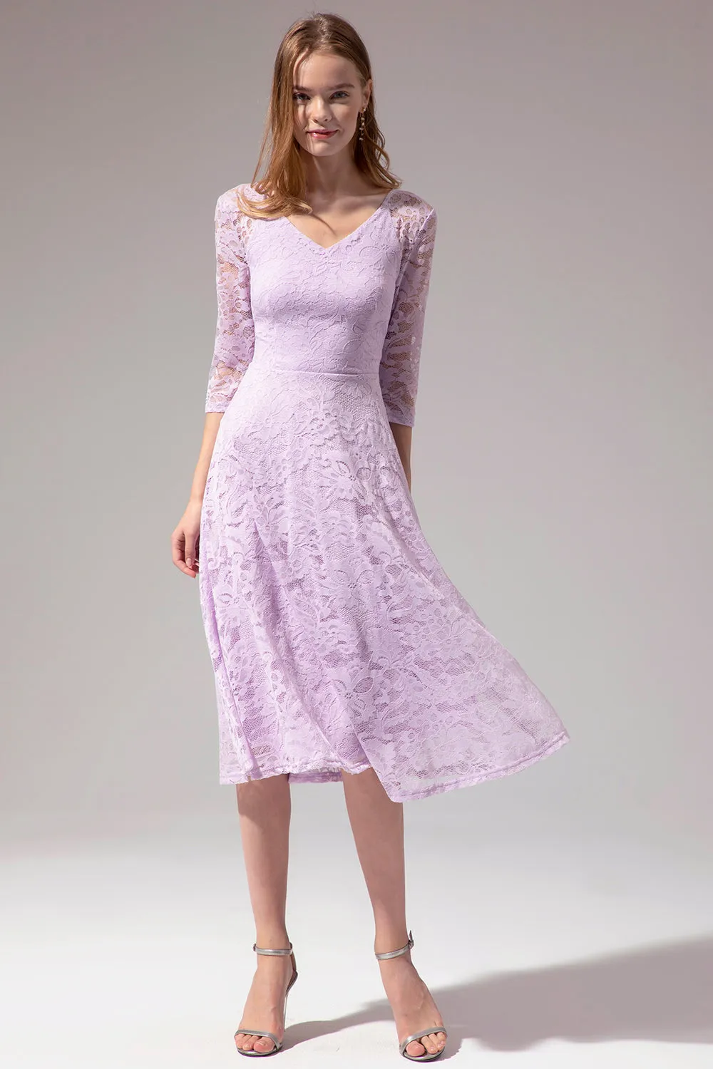 Midi Lace Dress with Long Sleeves sold by Zapaka