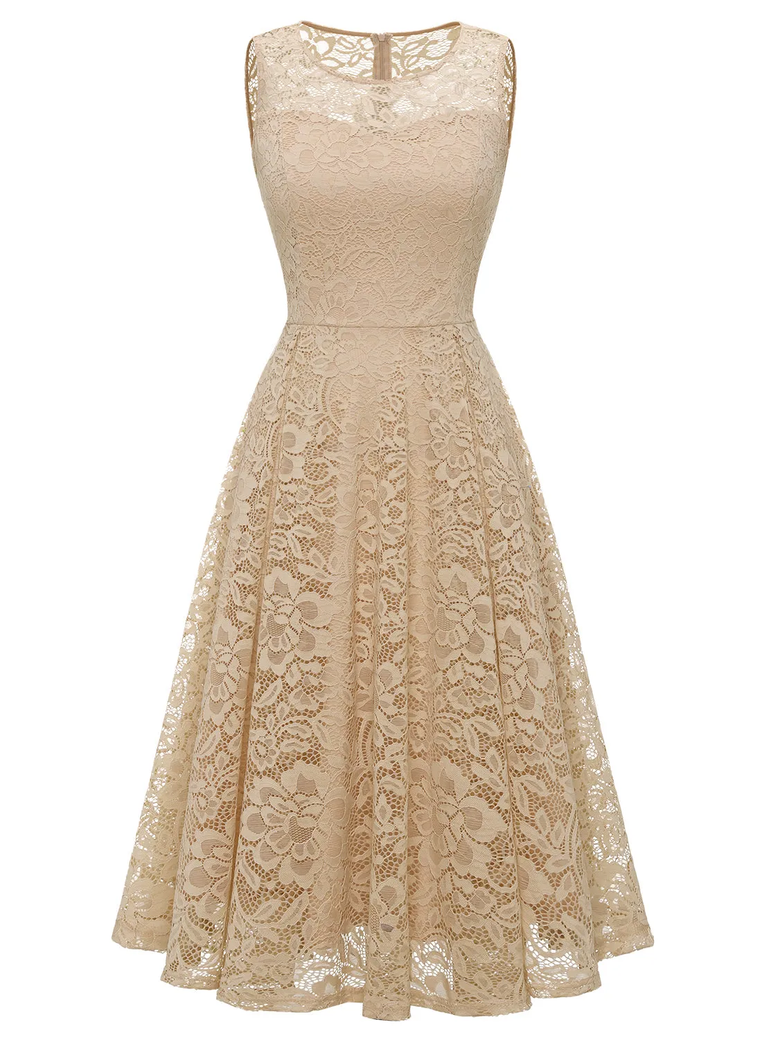Champagne Lace Dress with Pockets sold by Zapaka