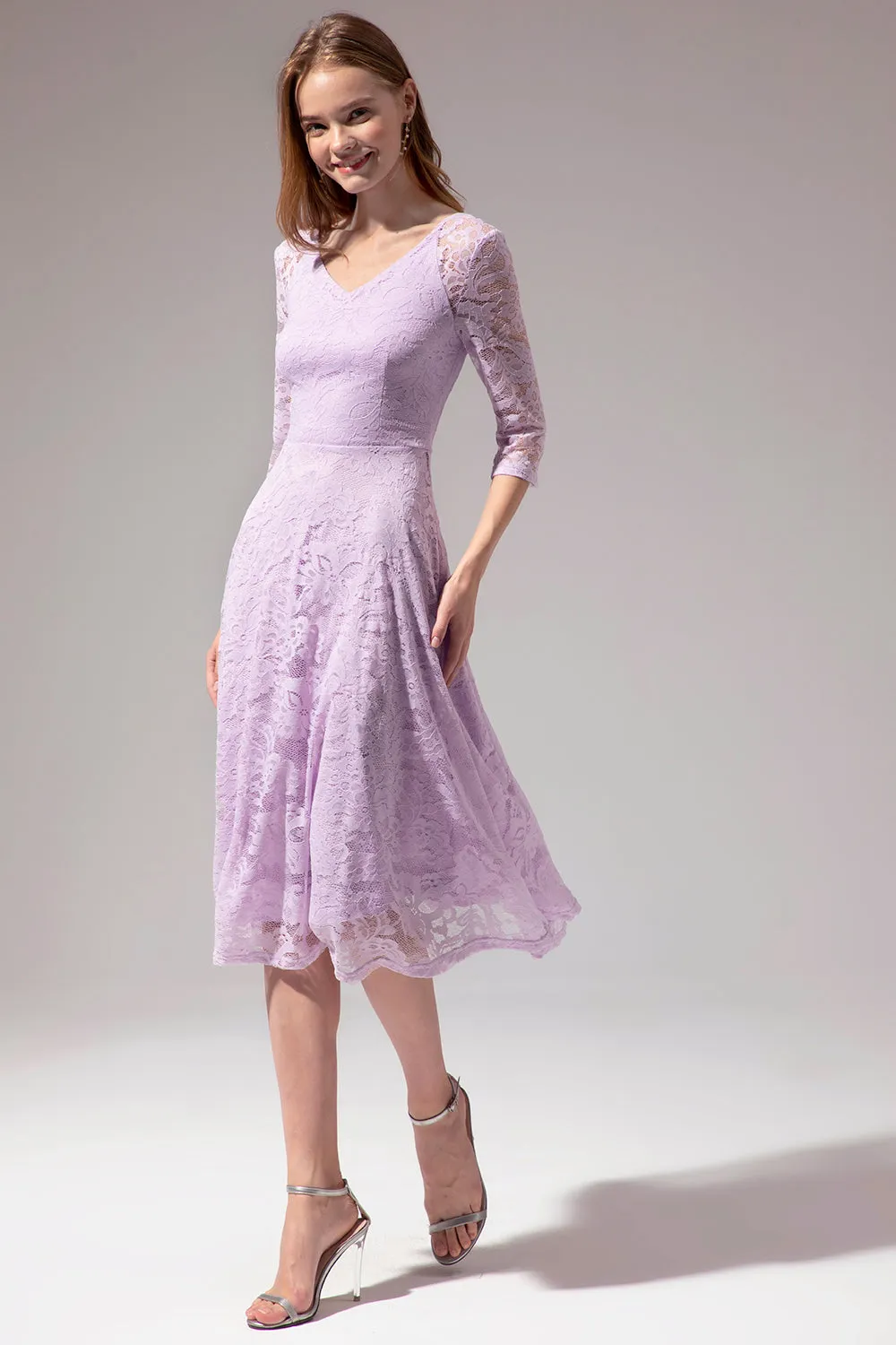 Midi Lace Dress with Long Sleeves sold by Zapaka product image thumbnail 5