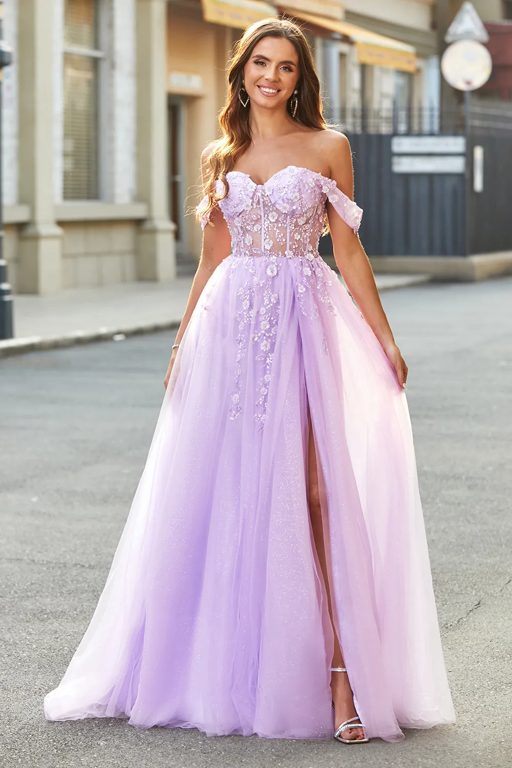 Off the Shoulder Appliques Tulle Corset Prom Dress with Accessory sold by Zapaka product image thumbnail 4