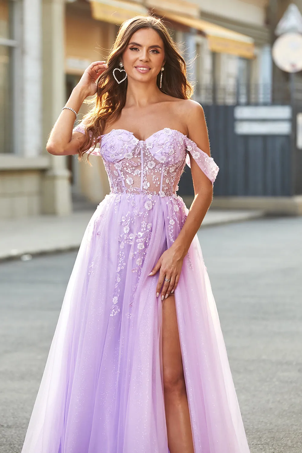 Off the Shoulder Appliques Tulle Corset Prom Dress with Accessory sold by Zapaka product image thumbnail 5
