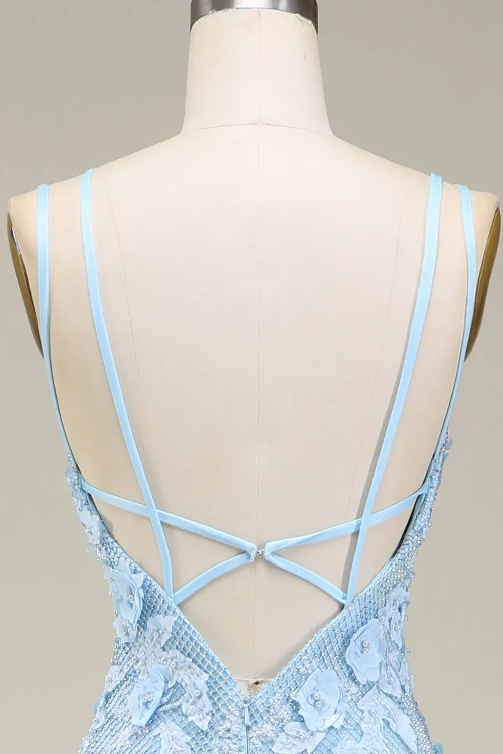 Stylish Mermaid Light Blue Long Prom Dress with Appliques sold by Zapaka product image thumbnail 5