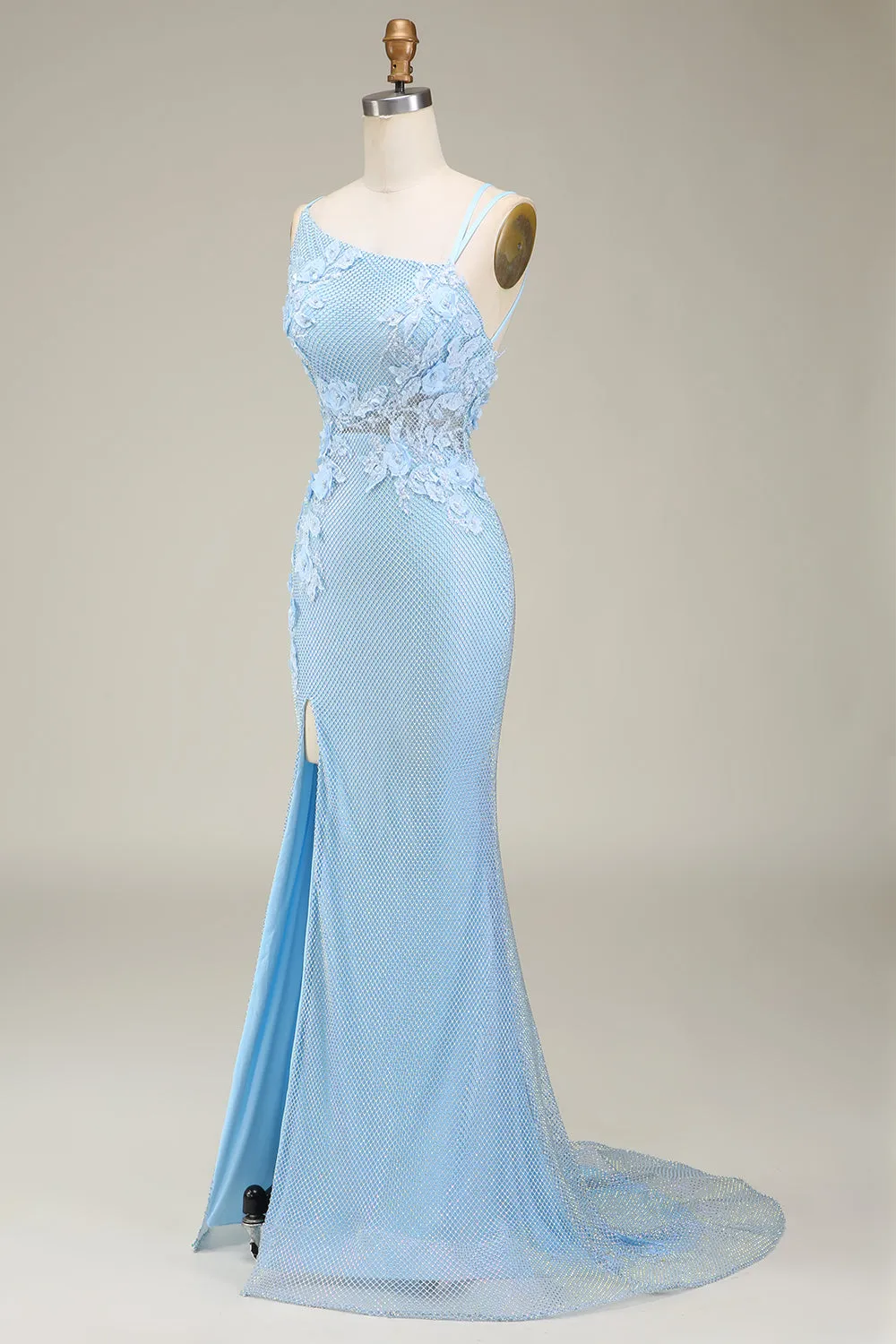 Stylish Mermaid Light Blue Long Prom Dress with Appliques sold by Zapaka product image thumbnail 3