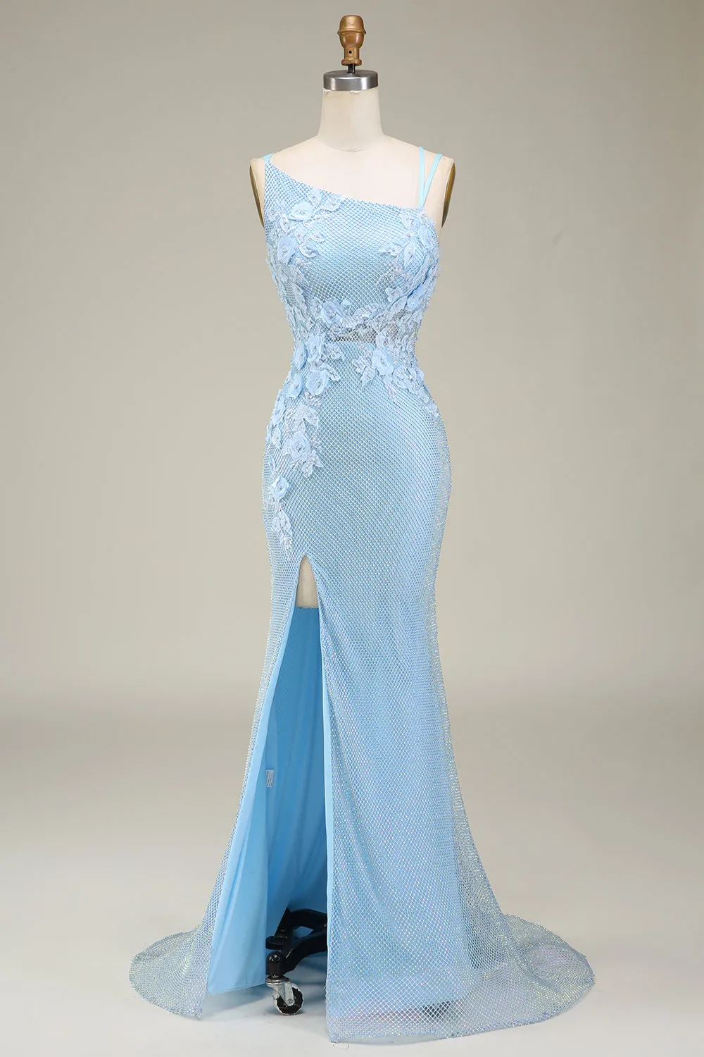 Stylish Mermaid Light Blue Long Prom Dress with Appliques sold by Zapaka