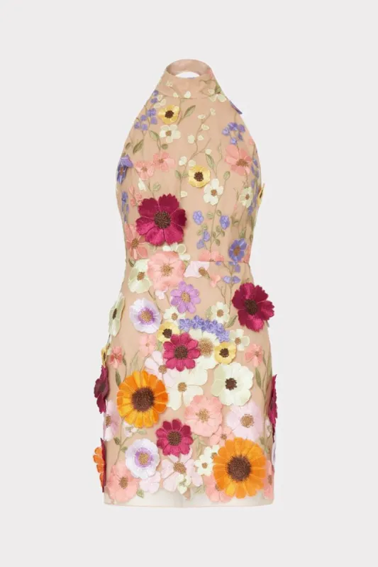 Halter Sleeveless Pink Party Dress with Appliques sold by Zapaka