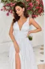 Beauty A Line V-Neck Ivory Lace Long Wedding Dress with Slit sold by Zapaka