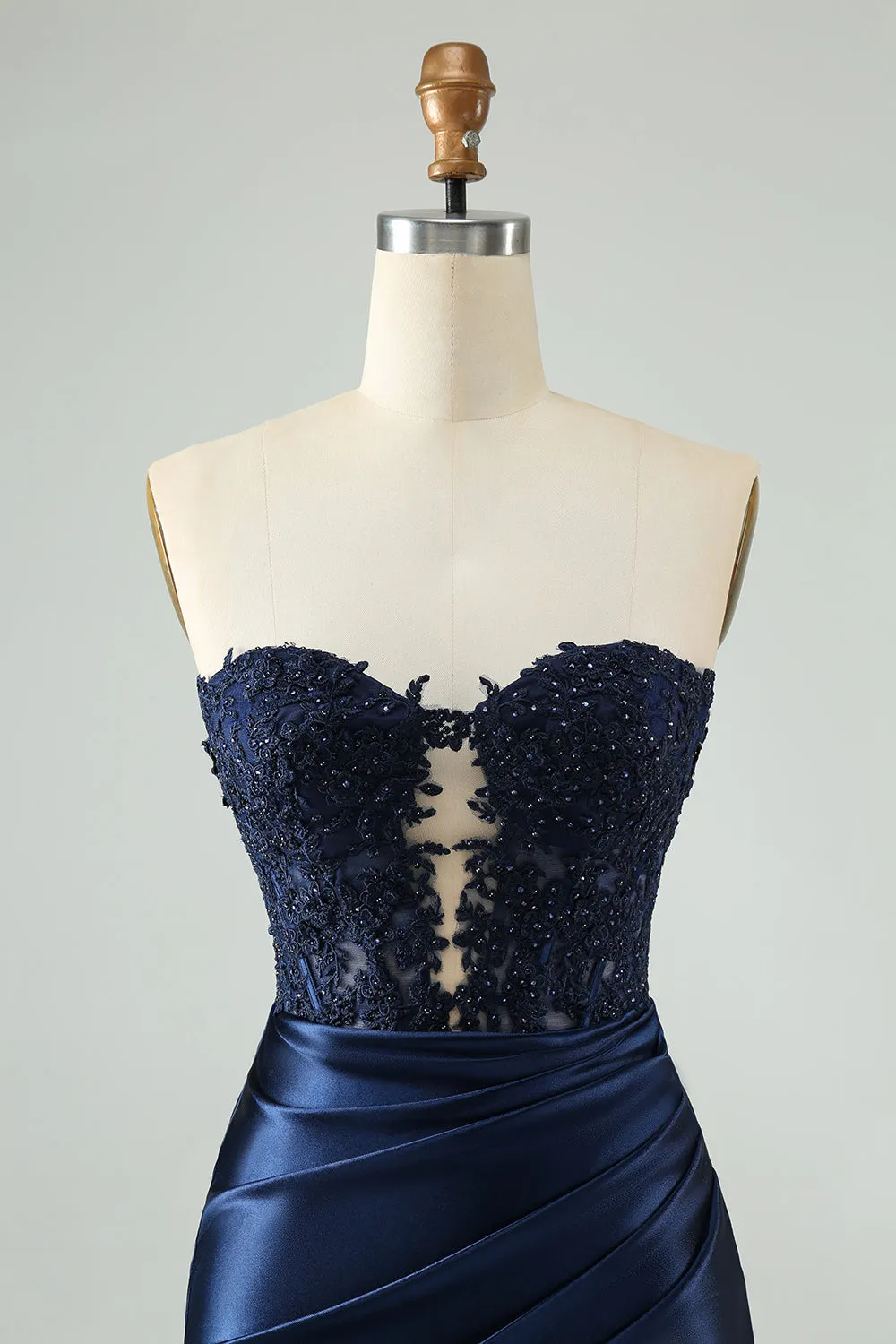 Unique Sparkly Navy Bodycon Strapless Hollow Out Homecoming Dress with Lace sold by Zapaka product image thumbnail 4