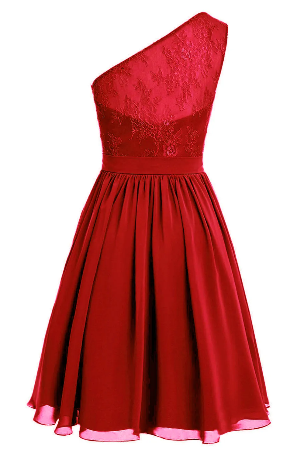 One Shoulder Red Homecoming Dress with Lace sold by Zapaka product image thumbnail 2