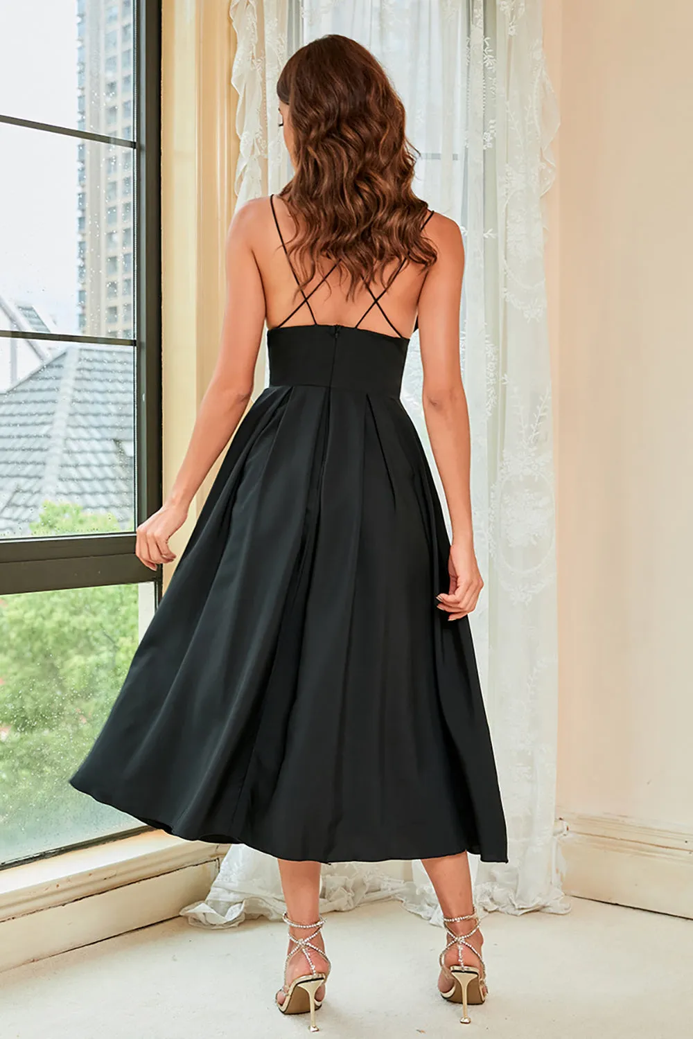 Spaghetti Straps Satin Little Back Dress sold by Zapaka product image thumbnail 2