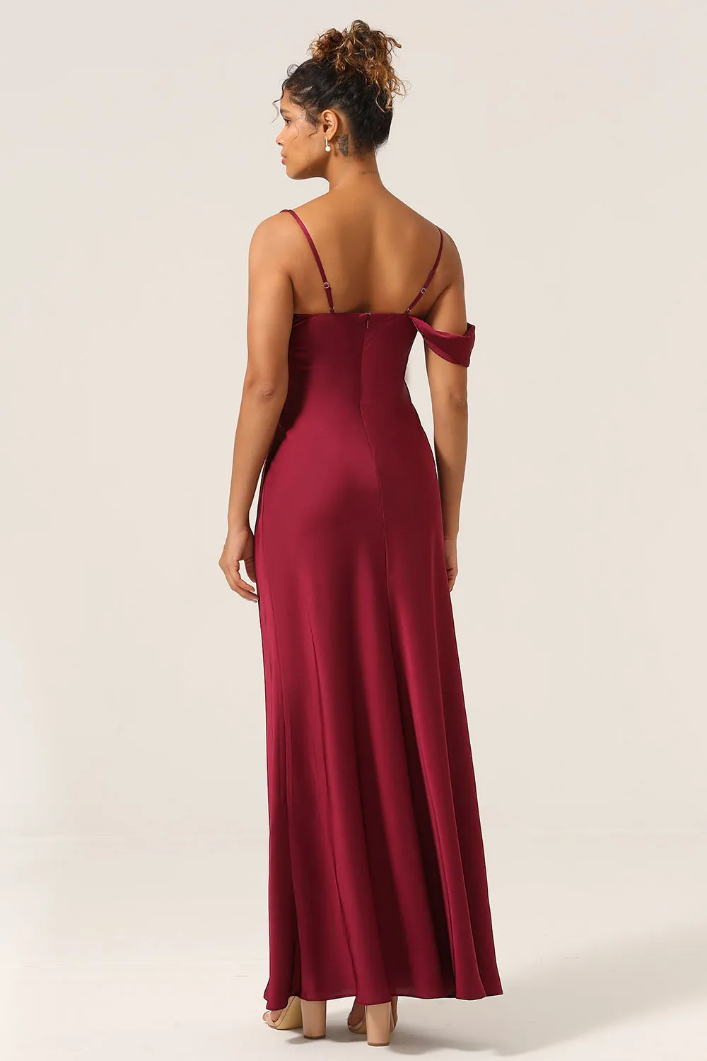 Charming Mermaid One Shoulder Cabemet Long Bridesmaid Dress sold by Zapaka product image thumbnail 2