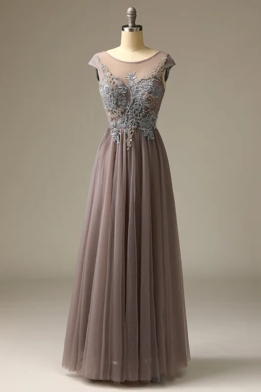Appliques Grey Prom Dress sold by Zapaka