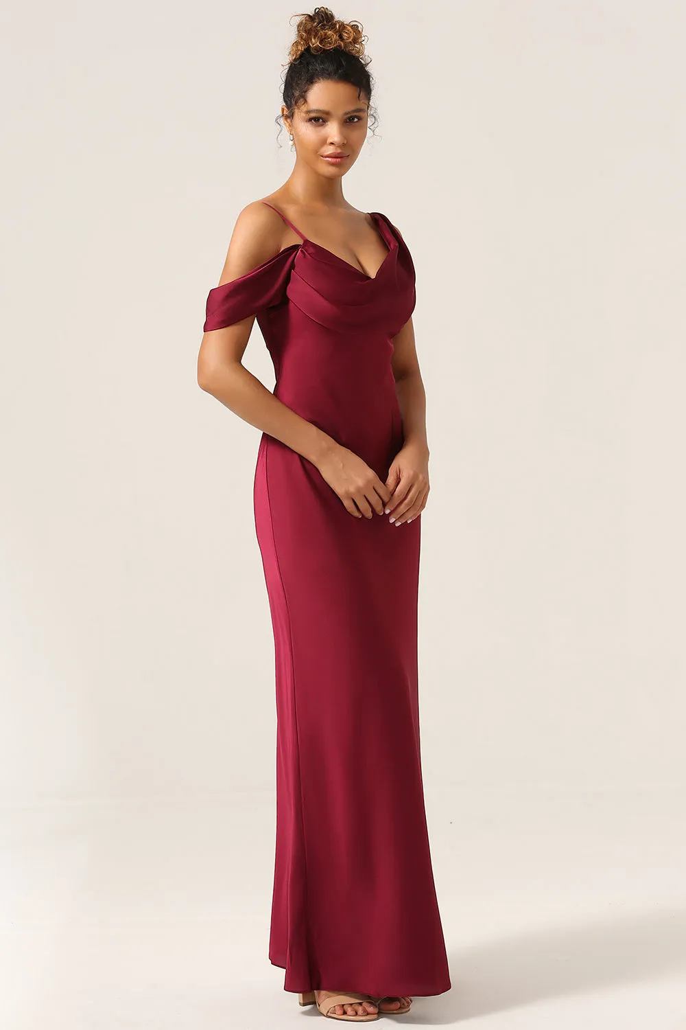 Charming Mermaid One Shoulder Cabemet Long Bridesmaid Dress sold by Zapaka product image thumbnail 4