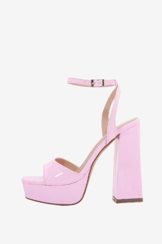 Chunky Pink One Strap High Heel Sandals sold by Zapaka