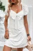 Short Sleeves White Casual Summer Dress With Bow sold by Zapaka