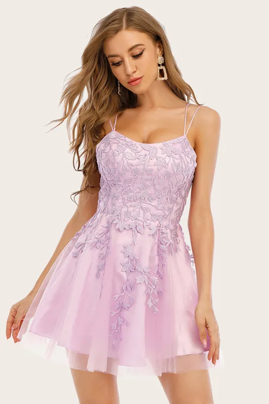 Pink Spaghetti Straps Homecoming Dress sold by Zapaka