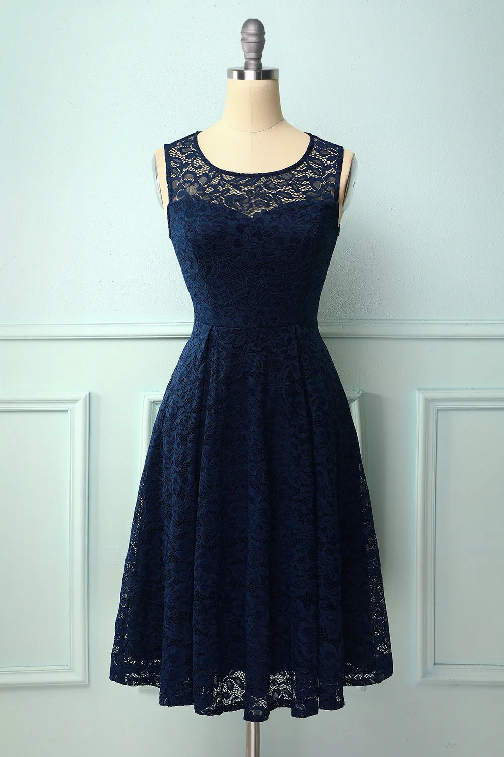 Navy Midi Lace Dress sold by Zapaka