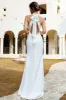 White Mermaid Halter Open Back Wedding Dress sold by Zapaka