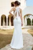 White Mermaid Halter Open Back Wedding Dress sold by Zapaka