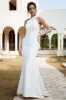 White Mermaid Halter Open Back Wedding Dress sold by Zapaka