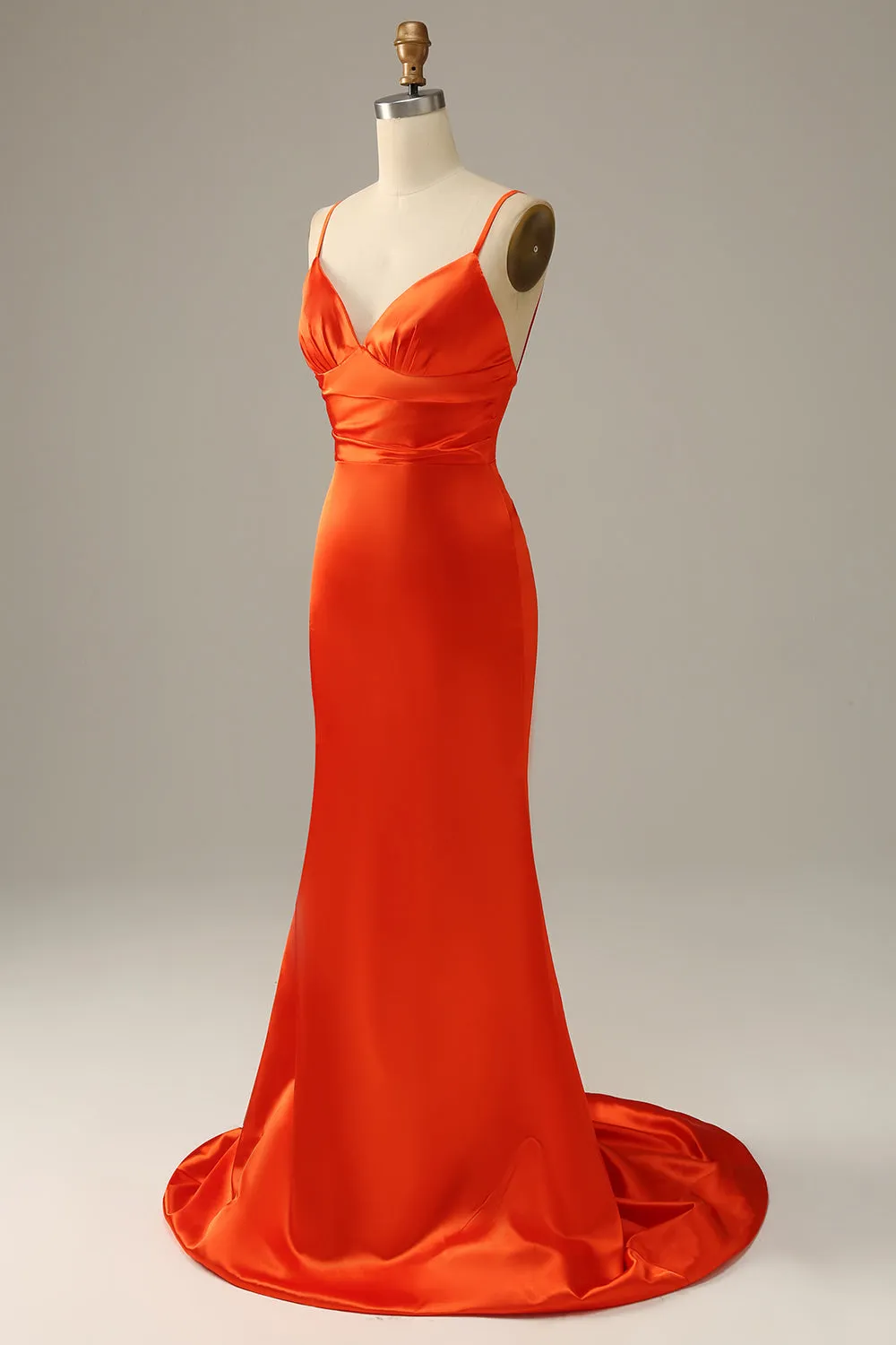 Orange Spaghetti Straps Mermaid Prom Dress sold by Zapaka product image thumbnail 4