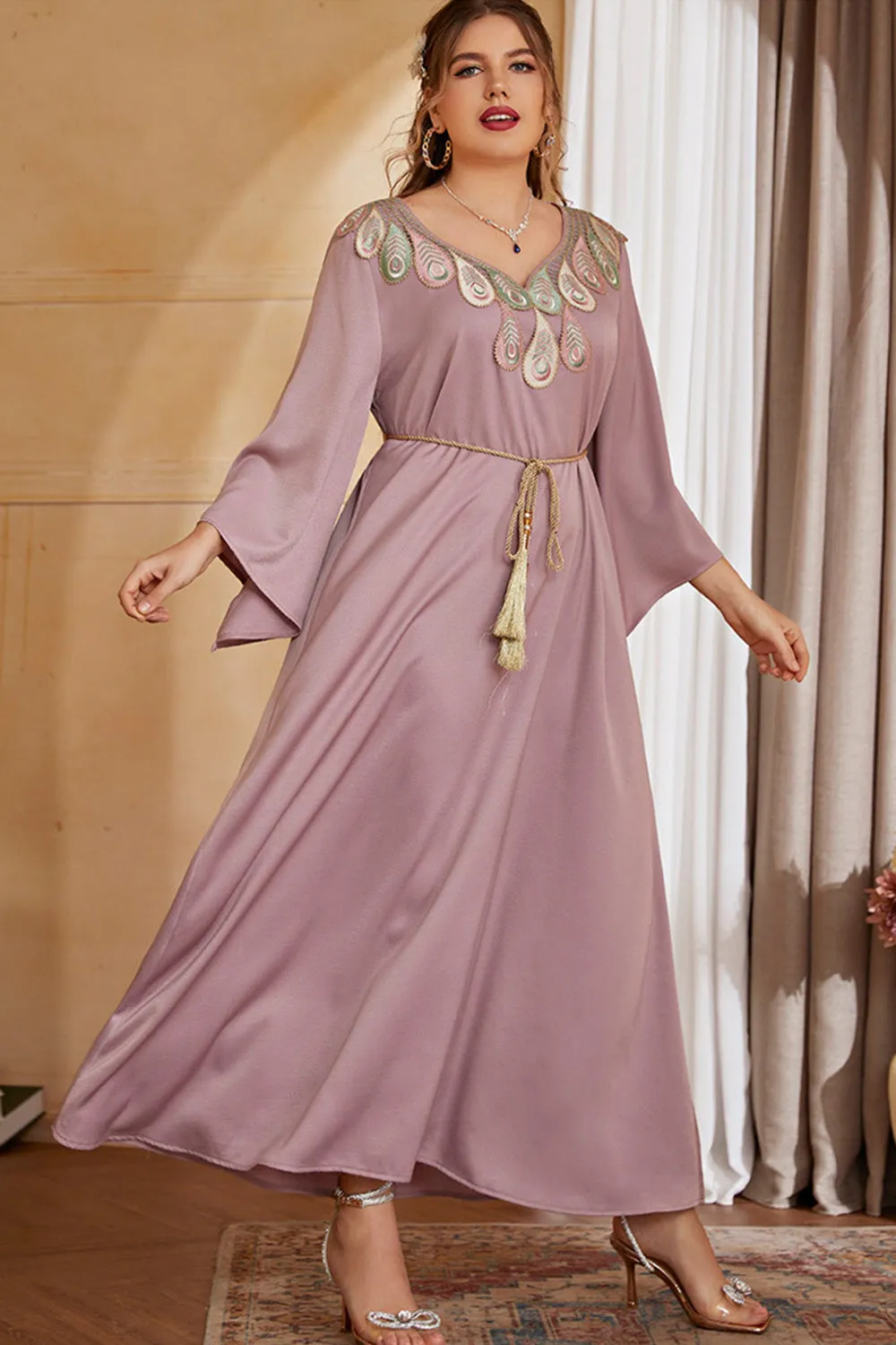 Plus Size Grey Pink Mother of the Bride Dress sold by Zapaka product image thumbnail 3