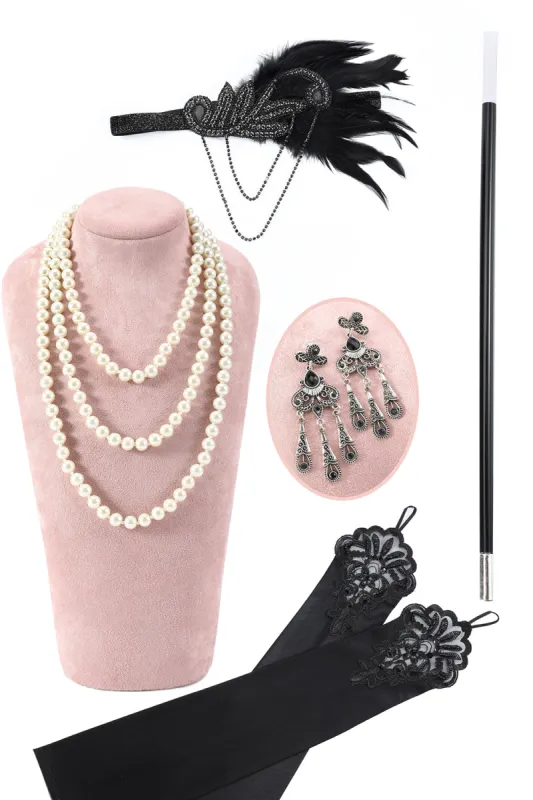 1920s Flapper Black Accessories Set sold by Zapaka